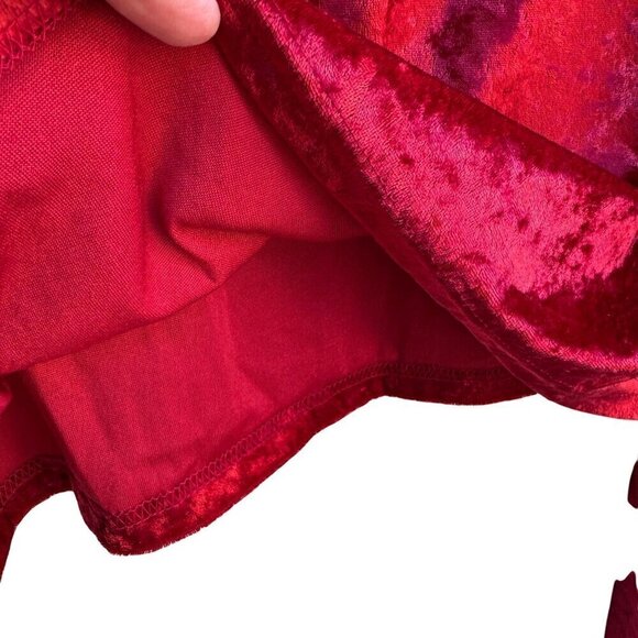 Carole Katz Vintage Red Velvet Burnout 2-Piece Stretch Lounge Top Pants Set L - Picture 4 of 11